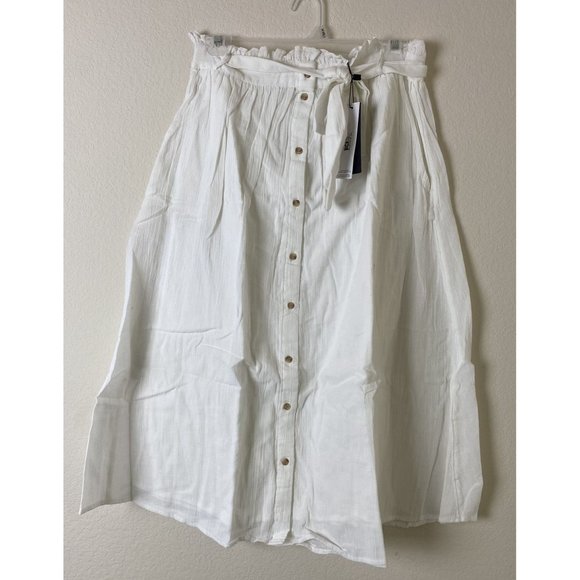 Vero Moda Sammi Tie Waist Cotton Midi Skirt In Snow White Size Small NWT - Picture 4 of 6